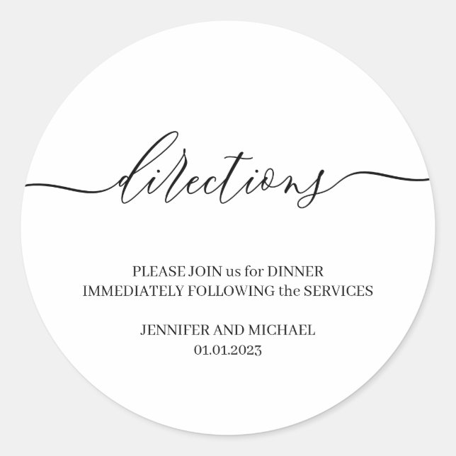 Sticker Rond Texte de signature simple directions (Devant)