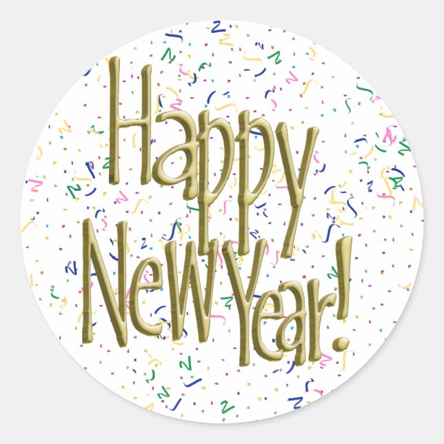 Sticker Rond Texte doré Bonne Année (Devant)