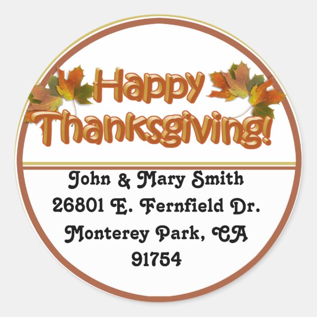 Sticker Rond Texte du meilleur Bon thanksgiving des saisons aut (Devant)