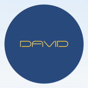 Sticker Rond Texte élégant modifiable   Or et bleu marine