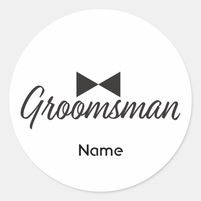 Sticker Rond Texte Groomsman et cravate Bow (Devant)