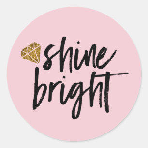 Sticker Rond Texte lumineux d'éclat graphique avec le diamant