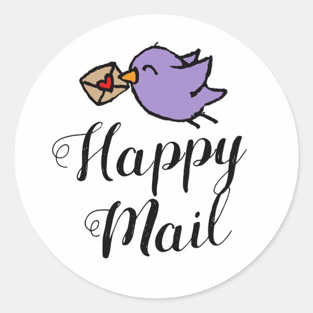 Sticker Rond Texte manuscrit de courrier heureux avec un doodle (Devant)
