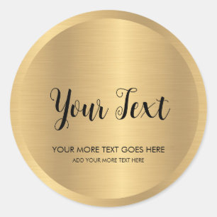 Sticker Rond Texte manuscrit Revêtement métallique Faux Gold La