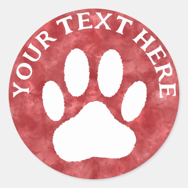 Sticker Rond Texte modifiable Empreinte de patte blanche Aquare (Devant)