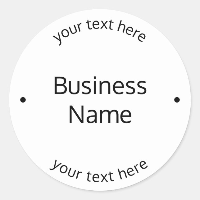 Sticker Rond Texte modifiable simple et moderne | Blanc et noir (Devant)