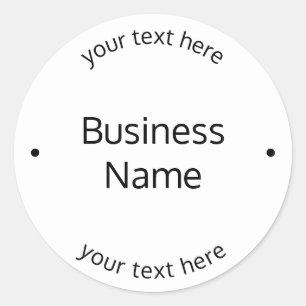 Sticker Rond Texte modifiable simple et moderne Blanc et noir