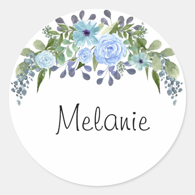 Sticker Rond Texte monographique personnalisé aquarelle flore d (Devant)