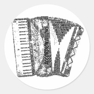 Sticker Rond Texte noir en forme d'accordion
