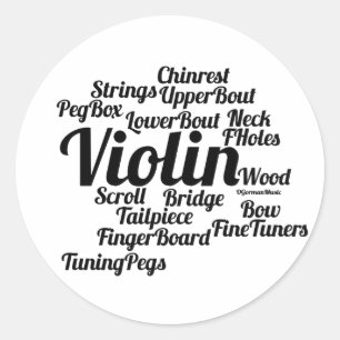 Sticker Rond Texte noir en nuage de mot violon