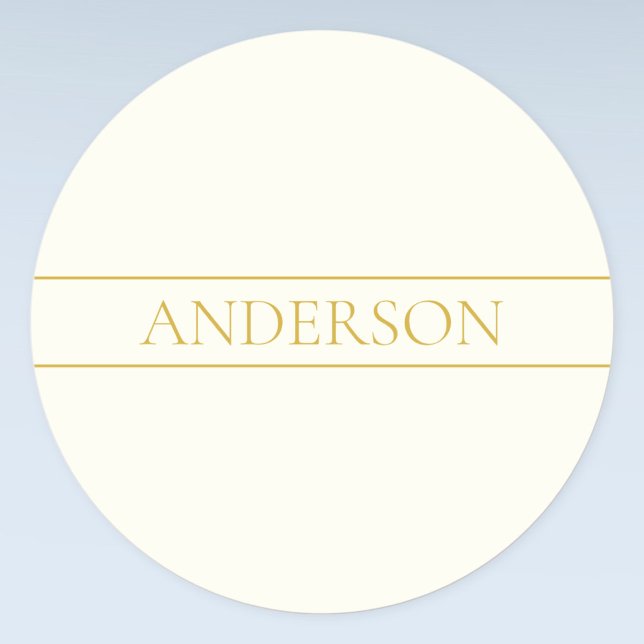 Sticker Rond Texte personnalisable élégant | Or blanc cassé (Créateur téléchargé)