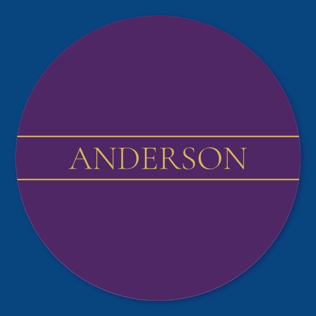Sticker Rond Texte personnalisable élégant | Or et violet foncé (Créateur téléchargé)