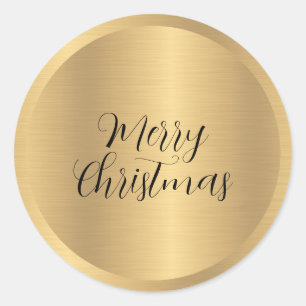 Sticker Rond Texte personnalisable Faux Gold Joyeux Noël