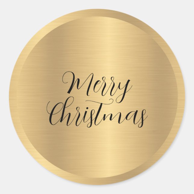 Sticker Rond Texte personnalisable Faux Gold Joyeux Noël (Devant)