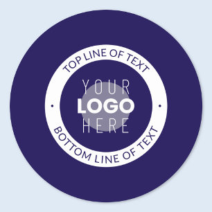 Sticker Rond Texte personnalisable & Votre logo Bleu foncé vi