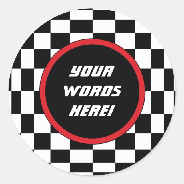 Sticker Rond Texte personnalisé À damiers Carré (Devant)