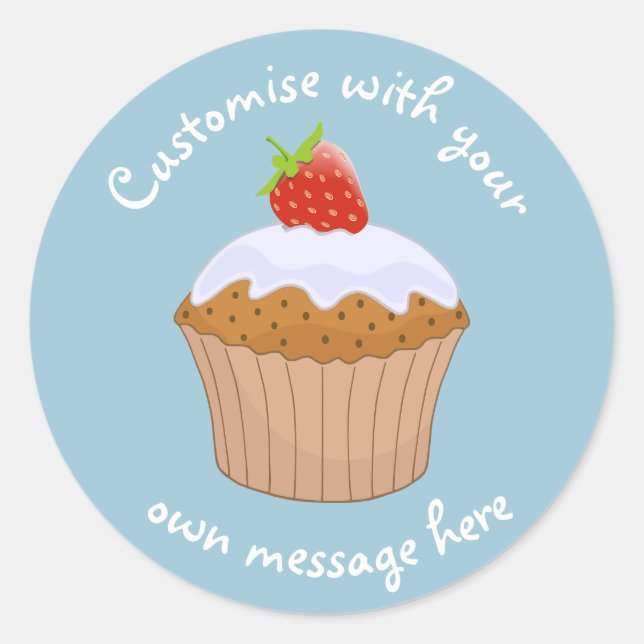 Sticker Rond Texte personnalisé Bun fraise bleu (Devant)