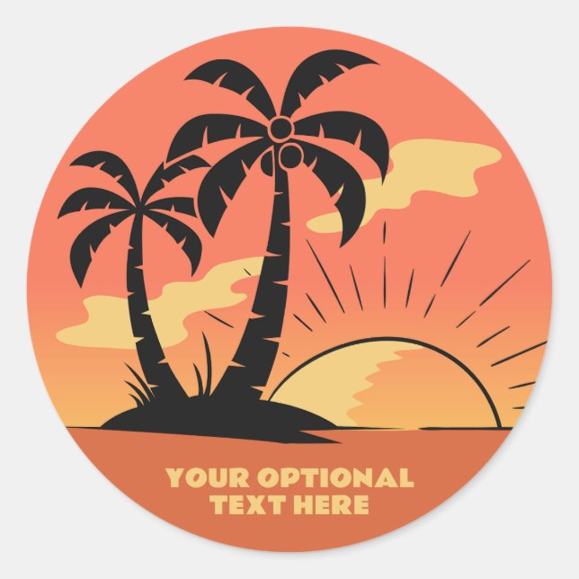 Sticker Rond Texte personnalisé Coucher de soleil sur l'île tro (Devant)