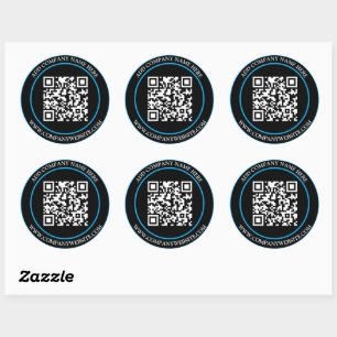 Sticker Rond Texte personnalisé de code QR noir blanc classique