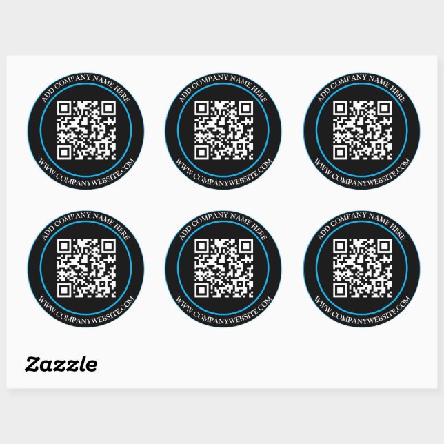 Sticker Rond Texte personnalisé de code QR noir blanc classique (Feuille)