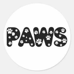 Sticker Rond Texte personnalisé des pattes de chien
