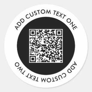 Sticker Rond Texte personnalisé du code QR simple d'entreprise