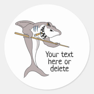 Sticker Rond Texte personnalisé du requin du pool