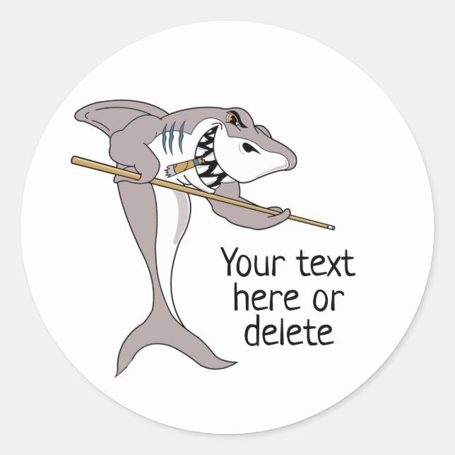 Sticker Rond Texte personnalisé du requin du pool (Devant)