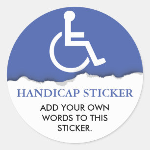 Sticker Rond Texte personnalisé du symbole Handicap