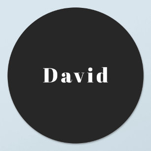 Sticker Rond Texte personnalisé élégant ou nom   Noir & Blanc