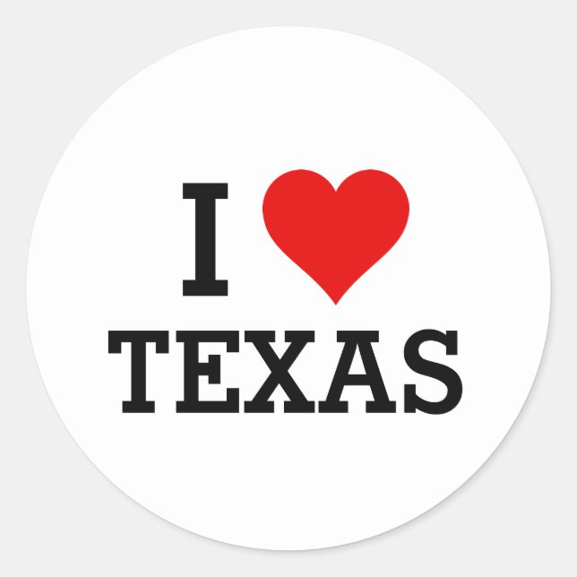 Sticker Rond Texte personnalisé et couleur classique J'aime Tex (Devant)