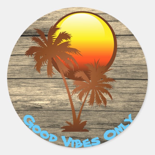 Sticker Rond Texte personnalisé Good Vibes uniquement Sunset Pi (Devant)