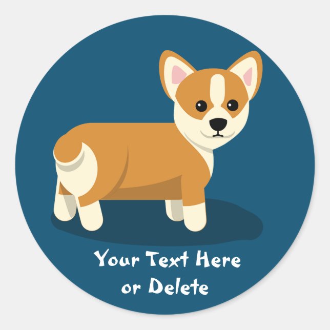 Sticker Rond Texte Personnalisé Joli Tan Corgi Chien Chien Chie (Devant)