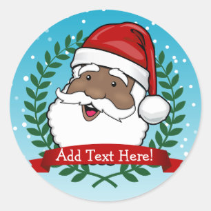 Sticker Rond Texte personnalisé Jolly Ethnic Père Noël