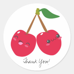 Sticker Rond Texte personnalisé Kawaii Joyeux fruits mignons au