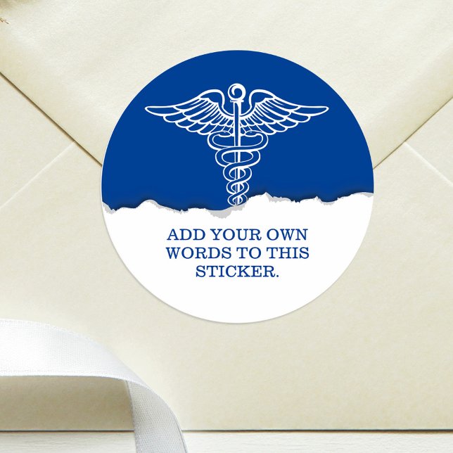 Sticker Rond Texte personnalisé Médicale bleu (Créateur téléchargé)