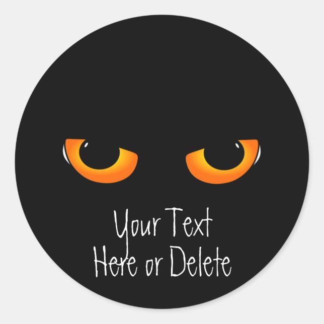 Sticker Rond Texte personnalisé Noir Kitty Chat Golden Eyes Hal (Devant)