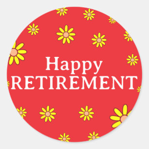 Sticker Rond Texte personnalisé pour la fête de retraite floral