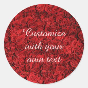 Sticker Rond Texte personnalisé Roses rouges