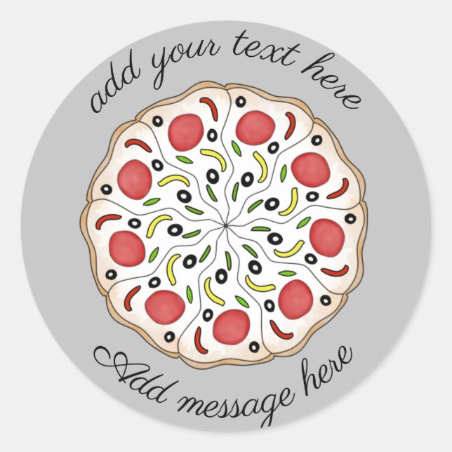 Sticker Rond texte personnalisé sur pizza (Devant)
