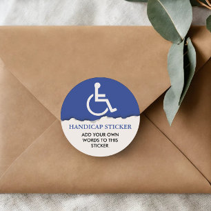 Sticker Rond Texte personnalisé symbole de handicap