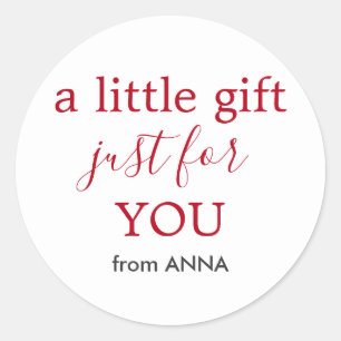 Sticker Rond Texte rouge blanc minimal pour cadeau