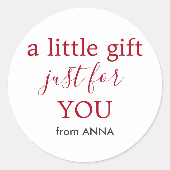 Sticker Rond Texte rouge blanc minimal pour cadeau (Devant)