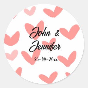 Sticker Rond texte simple minimaliste blanc style mariage cœur 