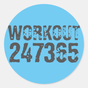 Sticker Rond Texte usé et rayé Workout 247365 bleu