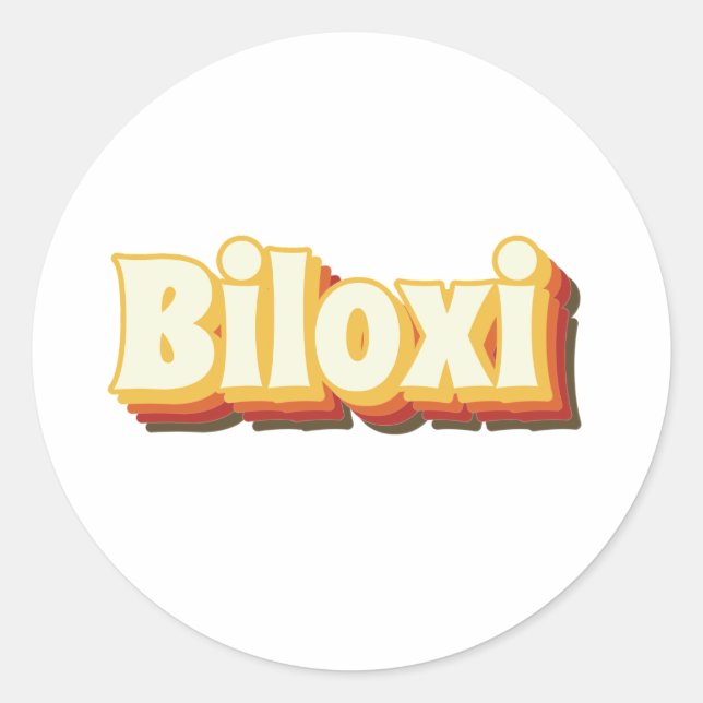 Sticker Rond Texte Vintage Biloxi Retro (Devant)