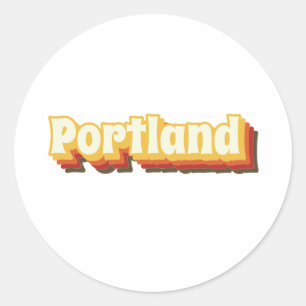 Sticker Rond Texte Vintage de Portland Retro