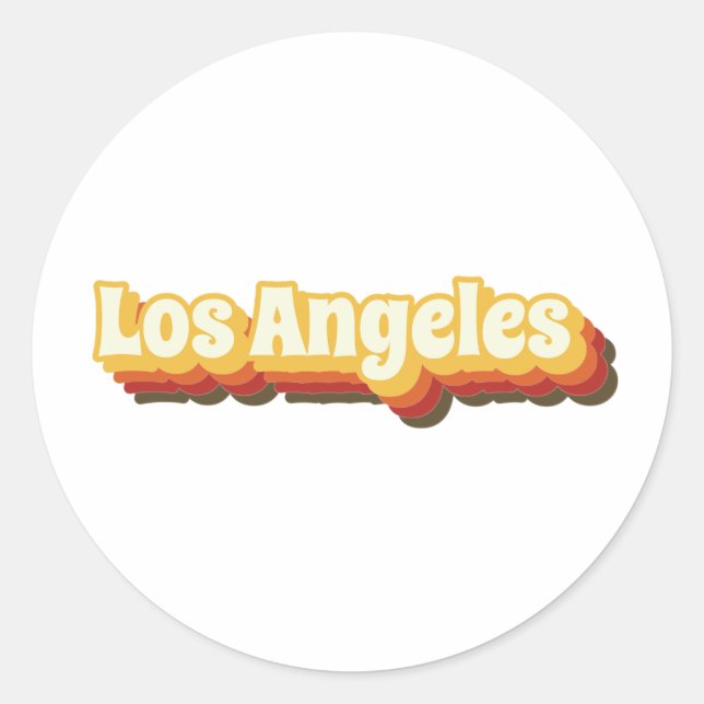Sticker Rond Texte Vintage Los Angeles Retro (Devant)