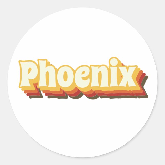 Sticker Rond Texte Vintage Phoenix Retro (Devant)