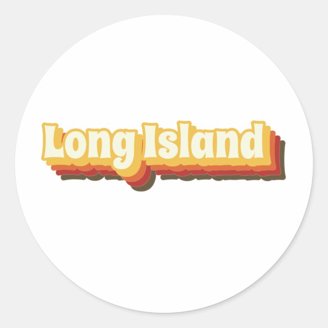 Sticker Rond Texte Vintage rétro de Long Island (Devant)
